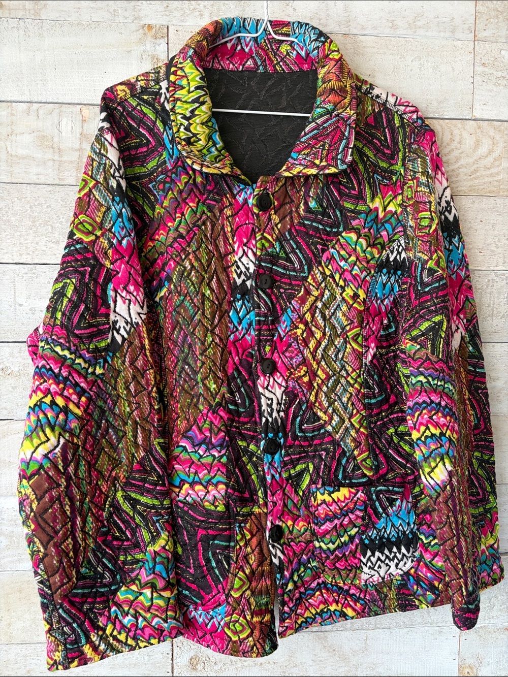 Vibrant patchwork swing jacket - Picture 2 of 6
